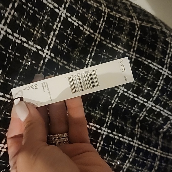 ELIE TAHARI TWEED EMBELLISHED NECK AND BOTTOM SLEEVELESS DRESS SIZE L - Picture 7 of 8